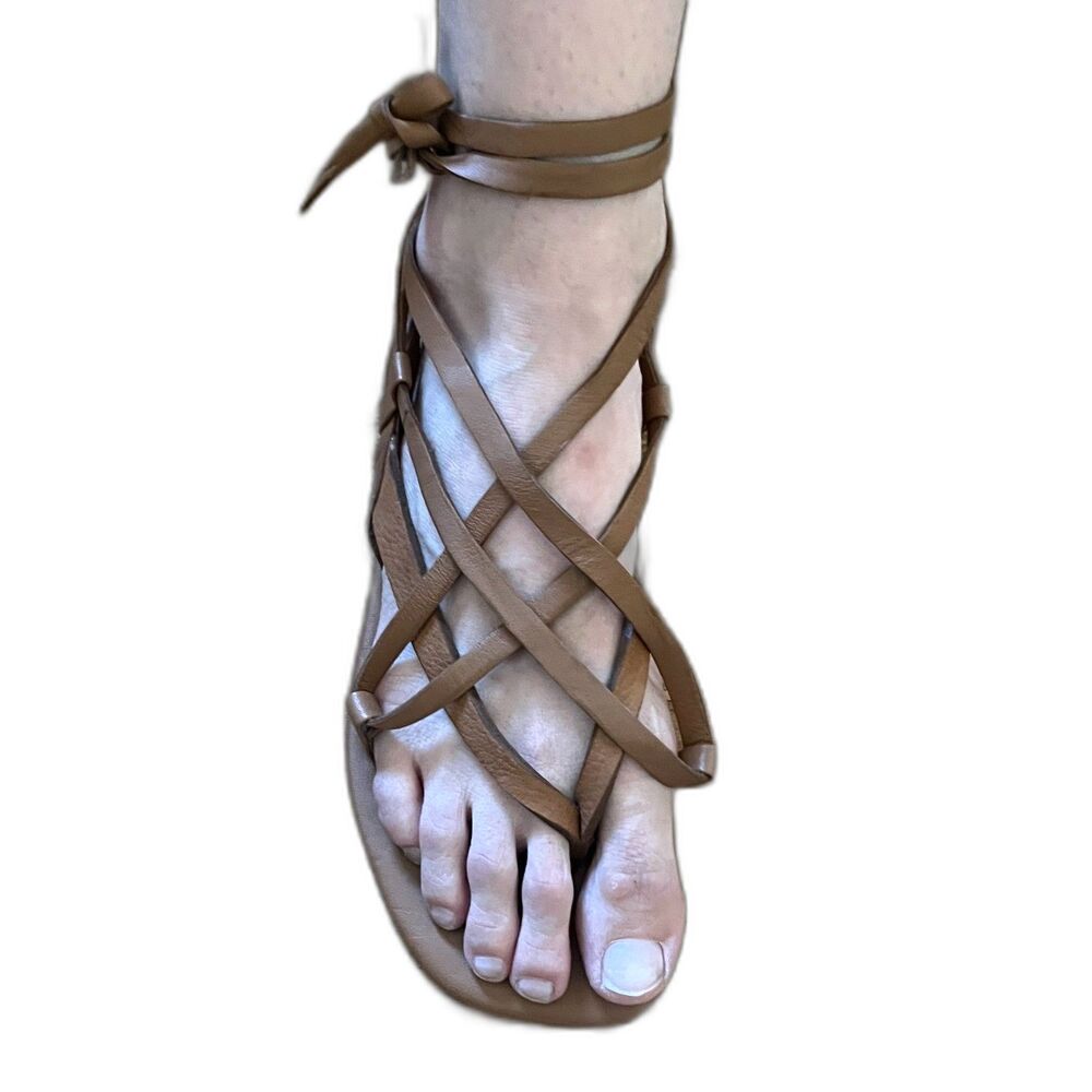 NWOT Free People Brown Leather Strappy Sandals Shoes Women's Size 36 US 6